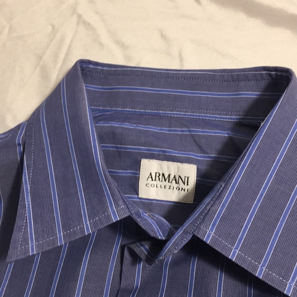 Armani Collezioni -Blue Stripe Shirt w/Gray Accent - Picture 2 of 3